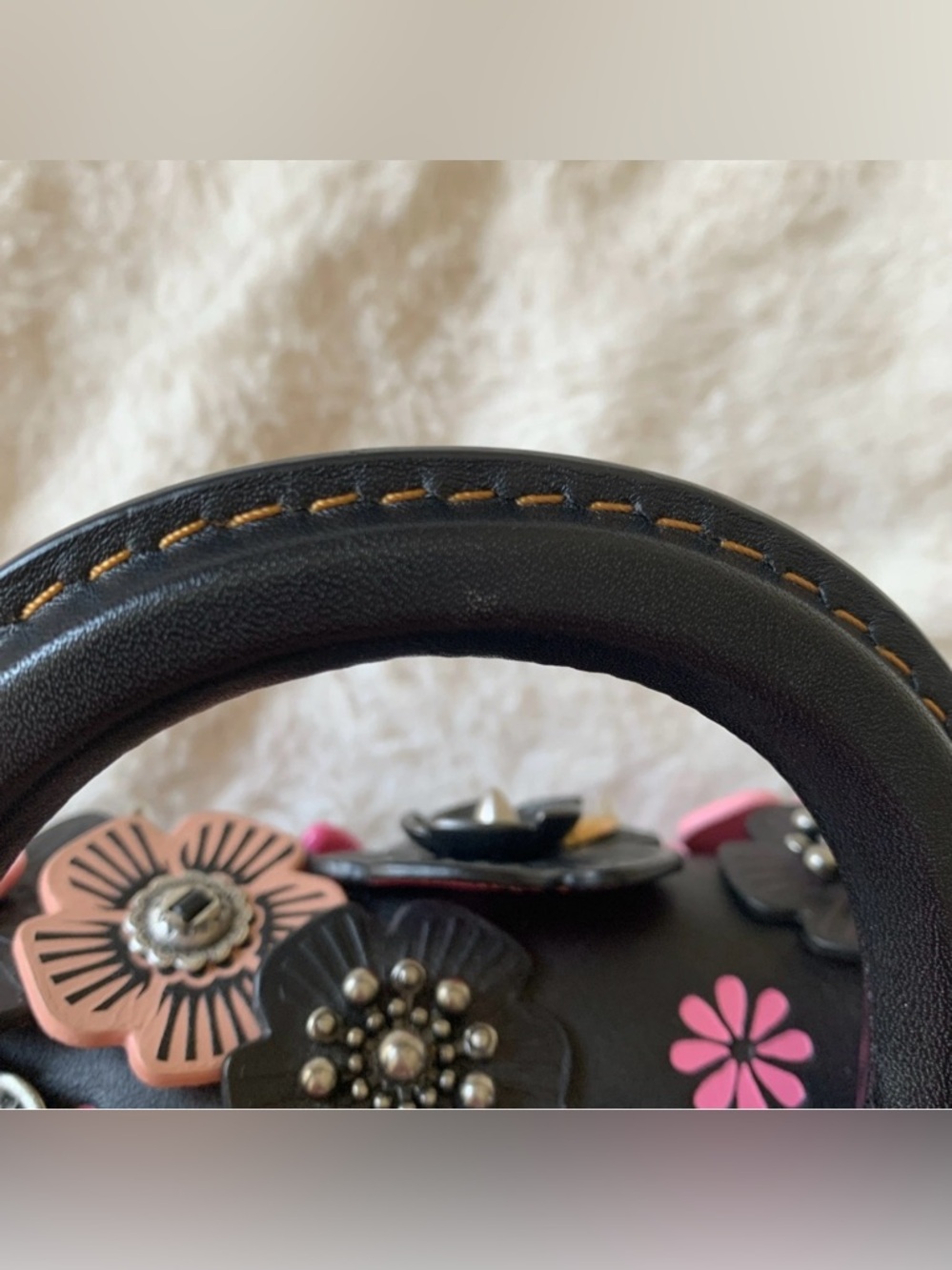 Coach 1941 Black Pink Tea Rose Appliqué Double Dinky Bag - Picture 14 of 16